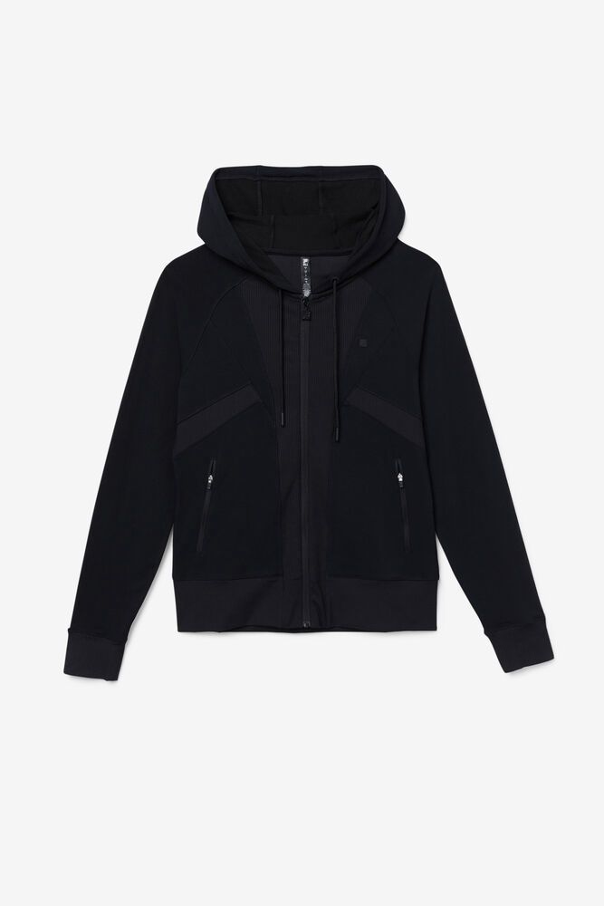 Fila Hoodie Womens Black - Fi-lux Texture Full Zip - Philippines 6934580-VQ